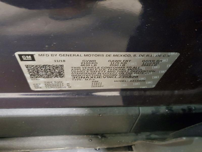 46939626 :رقم المزاد ، 3GNAXUEV9KL235828 vin ، 2019 Chevrolet Equinox مزاد بيع