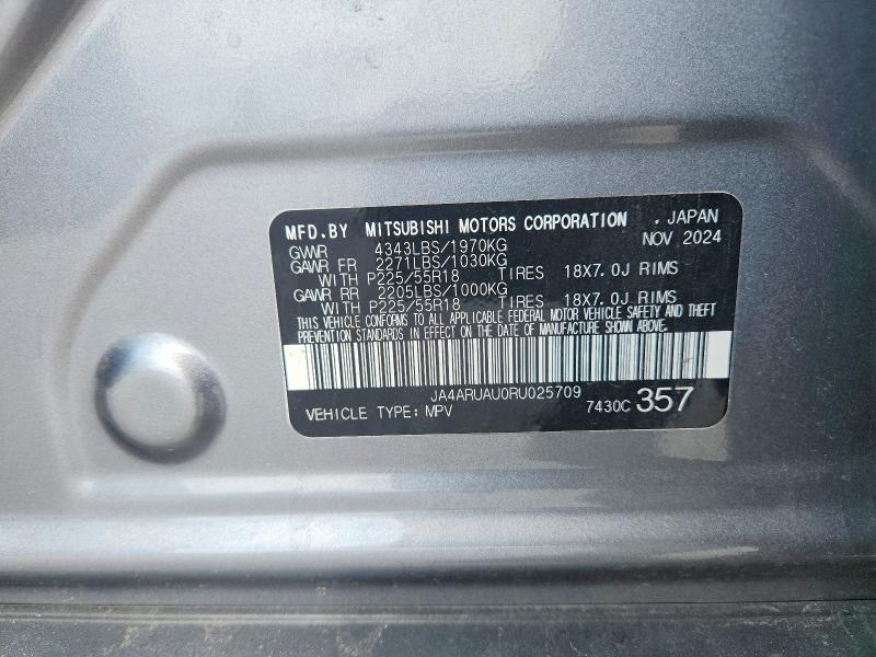 47944046 :رقم المزاد ، JA4ARUAU0RU025709 vin ، 2024 Mitsubishi Outlander Sport مزاد بيع