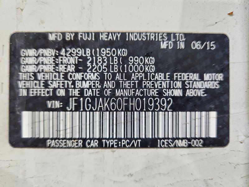 Продаж на аукціоні авто 2015 Subaru Impreza, vin: JF1GJAK60FH019392, номер лоту: 46920476