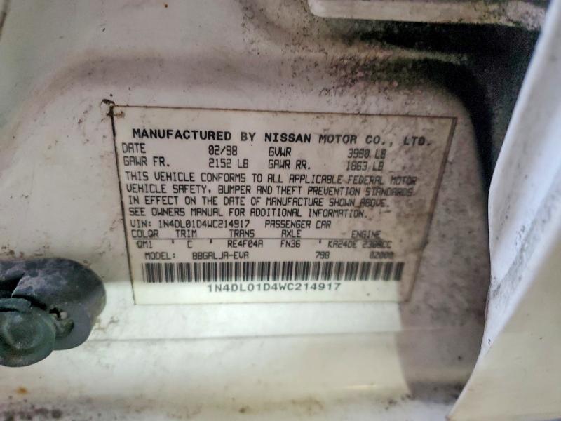 Aukcja sprzedaży 1998 Nissan Altima, vin: 1N4DL01D4WC214917, numer aukcji: 42004146