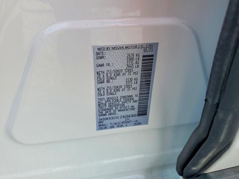 Продаж на аукціоні авто 2025 Nissan Pathfinder, vin: 5N1DR3CD2SC260680, номер лоту: 47522066