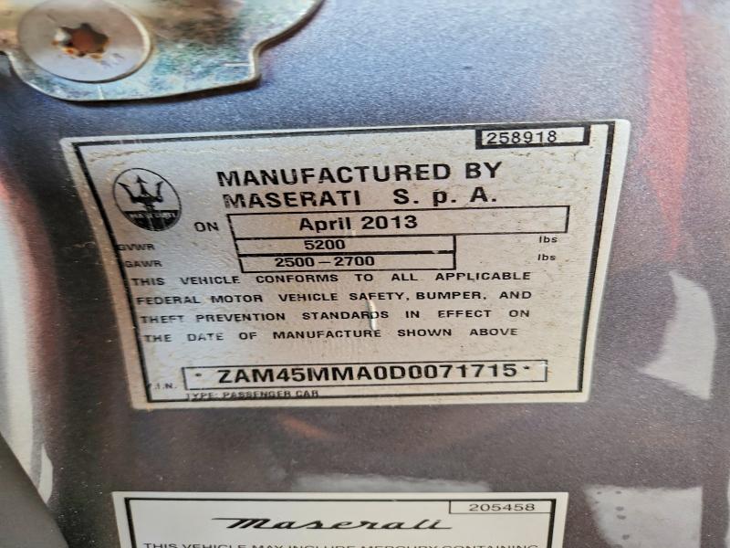 Aukcja sprzedaży 2013 Maserati Granturismo, vin: ZAM45MMA0D0071715, numer aukcji: 79670415