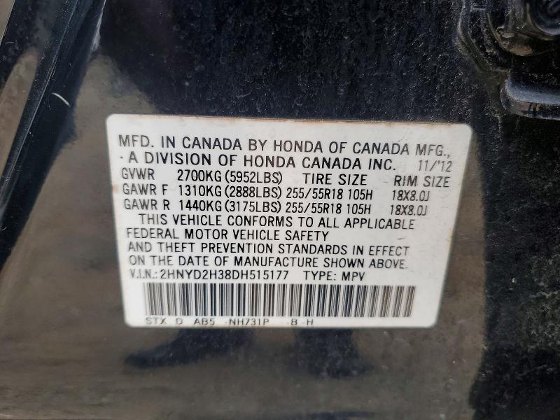 79692305 :رقم المزاد ، 2HNYD2H38DH515177 vin ، 2013 Acura Mdx مزاد بيع