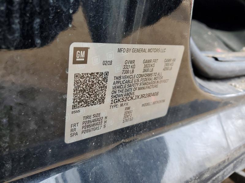 79900845 :رقم المزاد ، 1GKS2CKJXJR280408 vin ، 2018 Gmc Yukon مزاد بيع