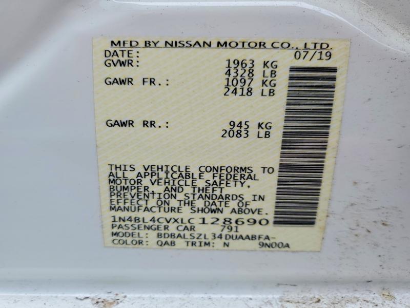 47311066 :رقم المزاد ، 1N4BL4CVXLC128690 vin ، 2020 Nissan Altima مزاد بيع