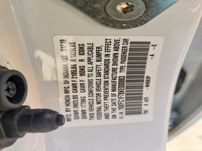 79746885 :رقم المزاد ، 19XFC1F78KE000883 vin ، 2019 Honda Civic مزاد بيع