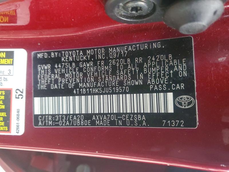 Продажа на аукционе авто 2018 Toyota Camry, vin: 4T1B11HK5JU519570, номер лота: 47456406