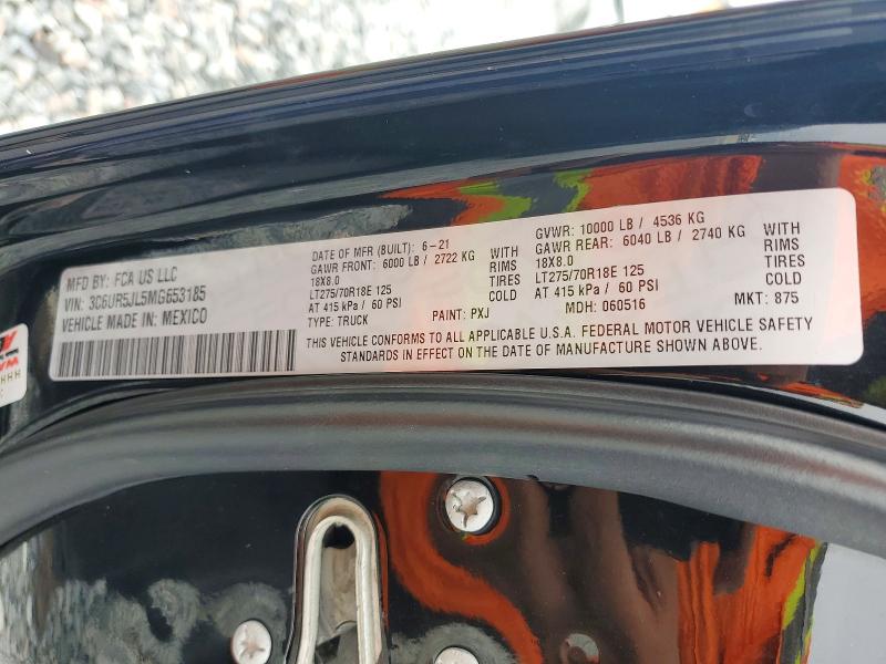 Продаж на аукціоні авто 2021 Ram 2500, vin: 3C6UR5JL5MG653185, номер лоту: 46132296