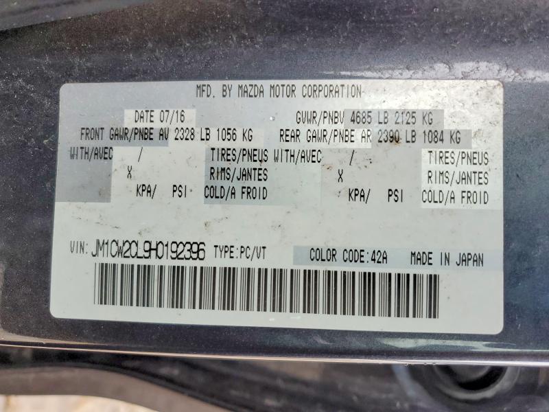 Aukcja sprzedaży 2017 Mazda 5, vin: JM1CW2CL9H0192396, numer aukcji: 79807025