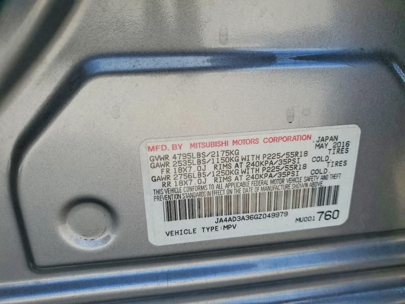 Продаж на аукціоні авто 2016 Mitsubishi Outlander, vin: JA4AD3A36GZ049979, номер лоту: 46127746