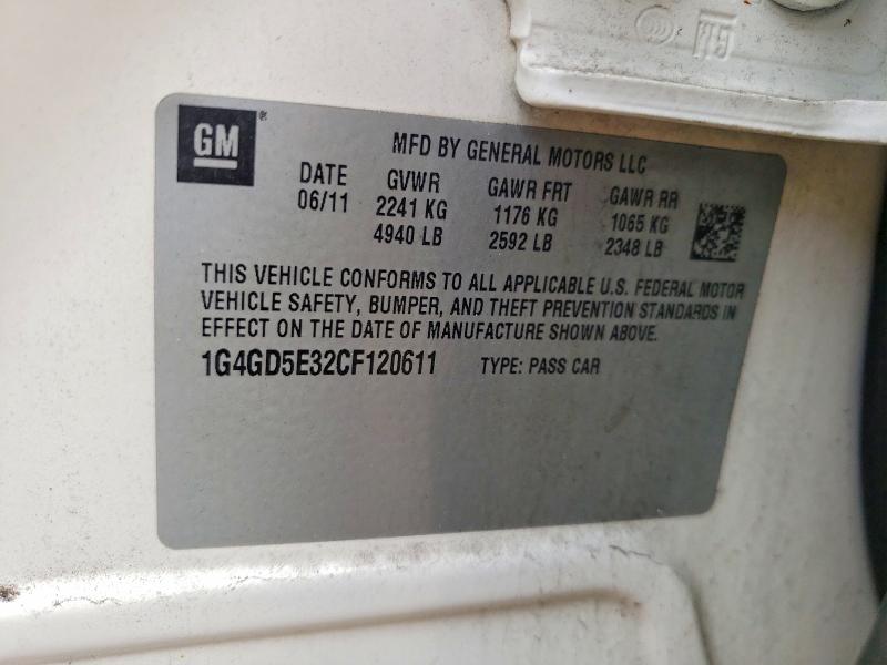 Продаж на аукціоні авто 2012 Buick Lacrosse, vin: 1G4GD5E32CF120611, номер лоту: 47747396