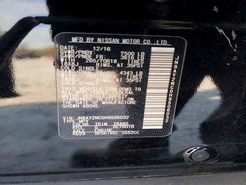 2017 Nissan Armada მანქანა იყიდება აუქციონზე, vin: JN8AY2NC0H9506032, აუქციონის ნომერი: 47021896