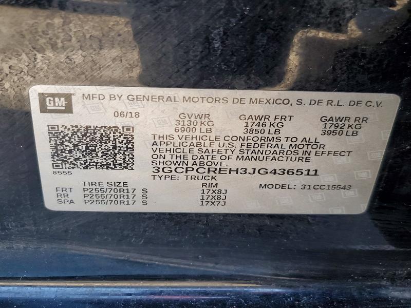 2018 Chevrolet Silverado მანქანა იყიდება აუქციონზე, vin: 3GCPCREH3JG436511, აუქციონის ნომერი: 47127696