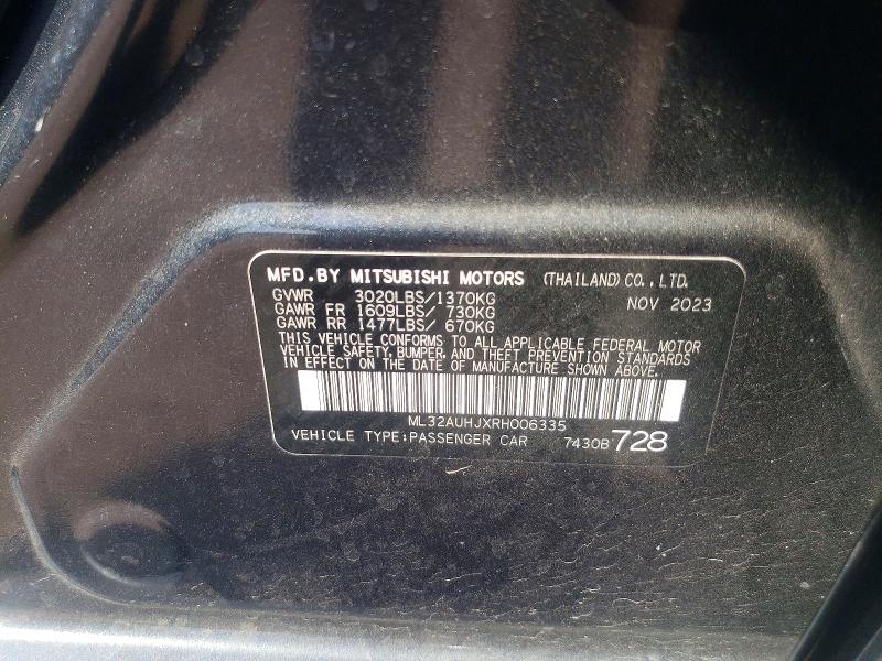 Продаж на аукціоні авто 2024 Mitsubishi Mirage, vin: ML32AUHJXRH006335, номер лоту: 48268846
