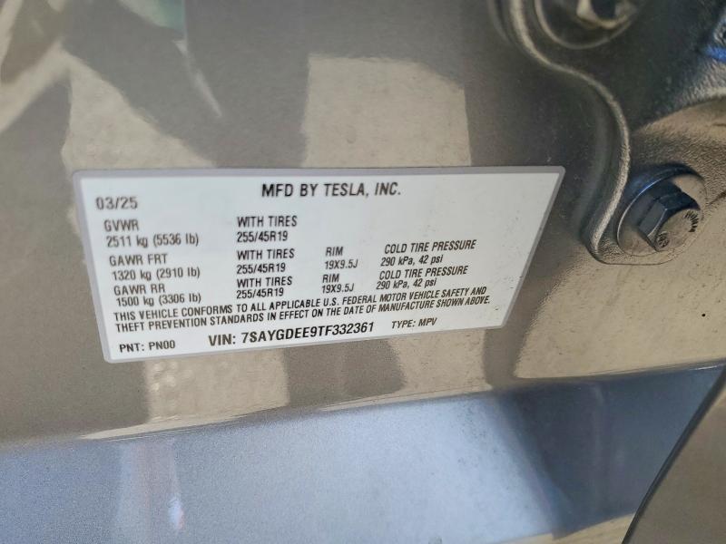 2026 Tesla Model Y მანქანა იყიდება აუქციონზე, vin: 7SAYGDEE9TF332361, აუქციონის ნომერი: 96615235