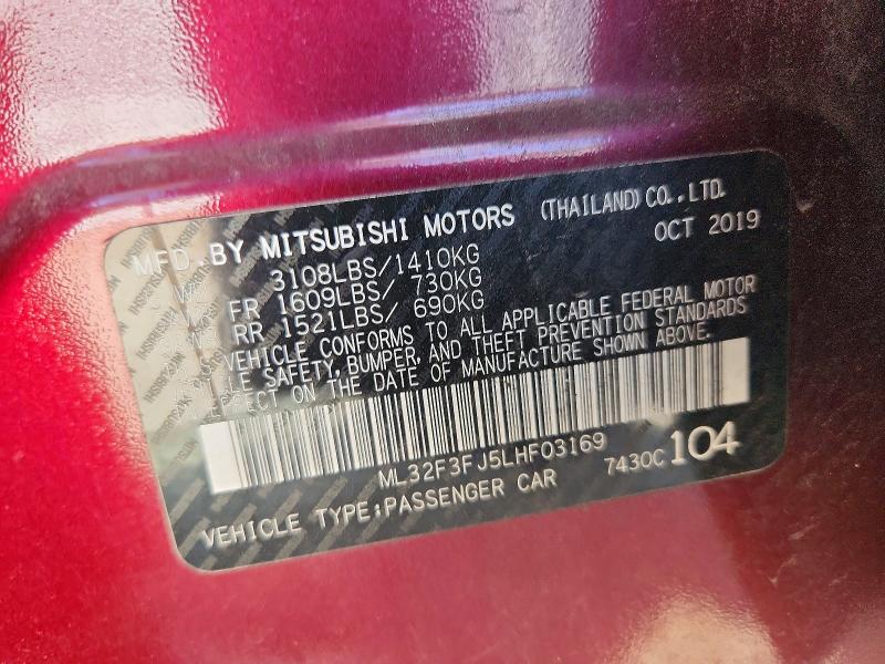 Aukcja sprzedaży 2020 Mitsubishi Mirage, vin: ML32F3FJ5LHF03169, numer aukcji: 46029306