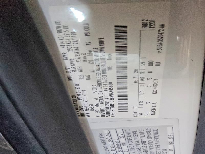 Aukcja sprzedaży 2021 Ford Transit, vin: 1FTBR1C88MKA05690, numer aukcji: 45562476