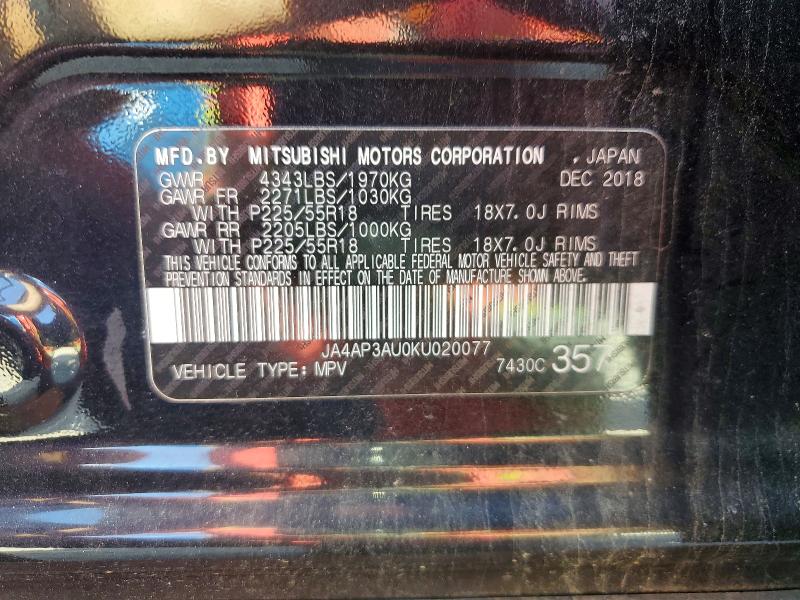 Aukcja sprzedaży 2019 Mitsubishi Outlander Sport, vin: JA4AP3AU0KU020077, numer aukcji: 45631026