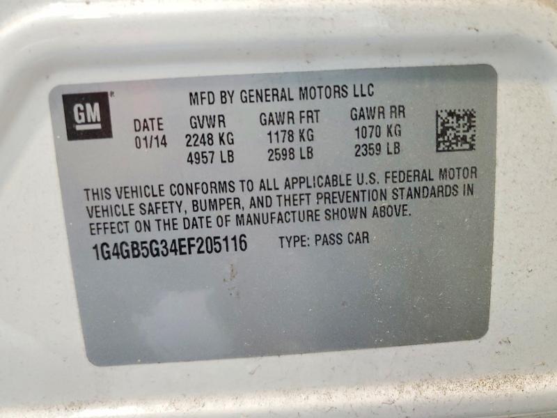 2014 Buick Lacrosse მანქანა იყიდება აუქციონზე, vin: 1G4GB5G34EF205116, აუქციონის ნომერი: 79958605