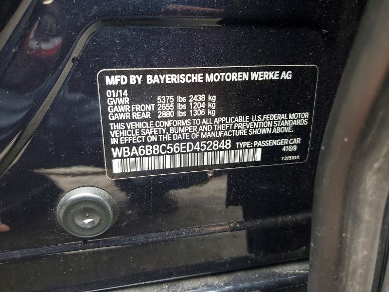 47730266 :رقم المزاد ، WBA6B8C56ED452848 vin ، 2014 Bmw 640 مزاد بيع