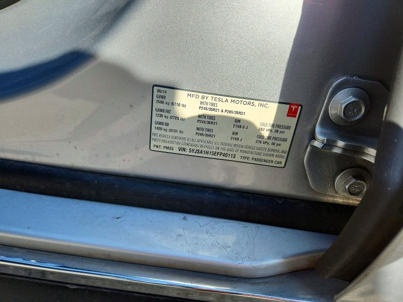 2014 Tesla Model S მანქანა იყიდება აუქციონზე, vin: 5YJSA1H15EFP40113, აუქციონის ნომერი: 48244906