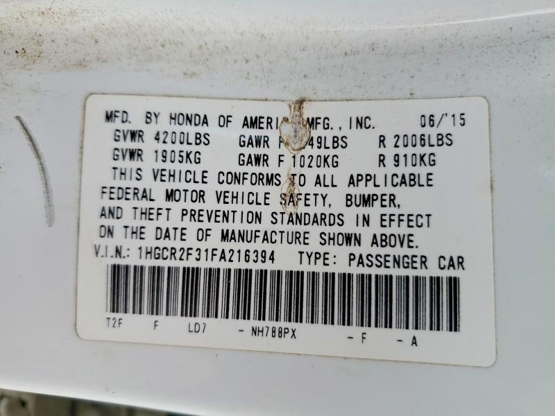 Продаж на аукціоні авто 2015 Honda Accord, vin: 1HGCR2F31FA216394, номер лоту: 48174226