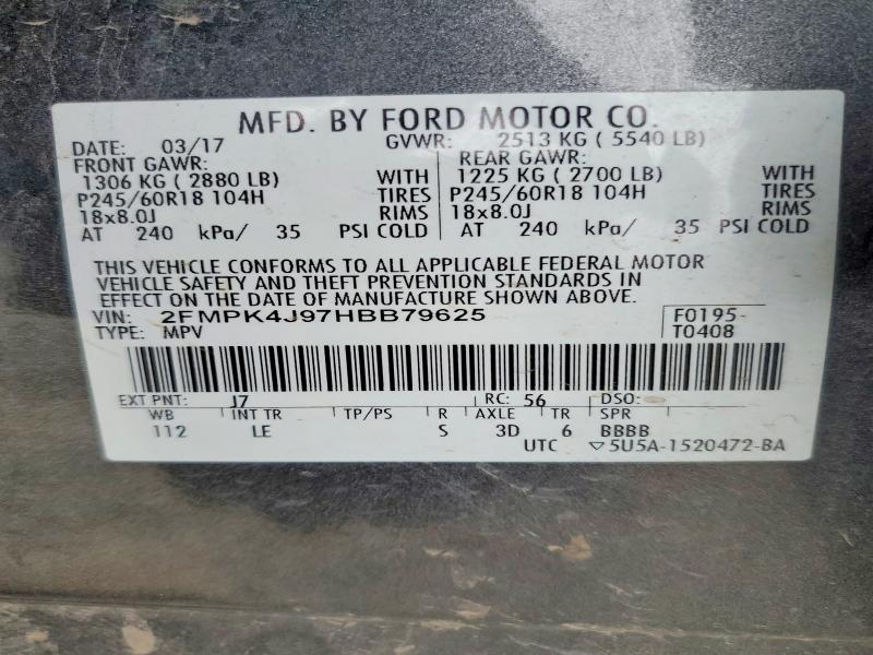 Продажа на аукционе авто 2017 Ford Edge, vin: 2FMPK4J97HBB79625, номер лота: 45966826
