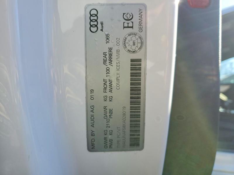 Aukcja sprzedaży 2019 Audi A5, vin: WAUUNAF58KA028019, numer aukcji: 46938936