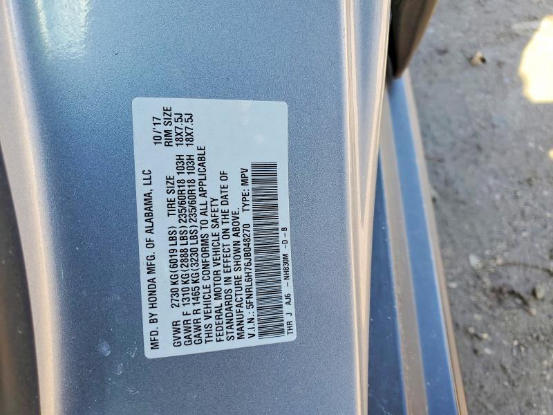 Aukcja sprzedaży 2018 Honda Odyssey, vin: 5FNRL6H76JB048270, numer aukcji: 41991886