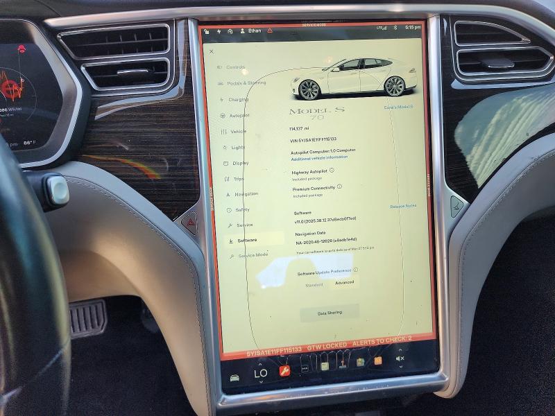 Aukcja sprzedaży 2015 Tesla Model S, vin: 5YJSA1E11FF115133, numer aukcji: 48076896