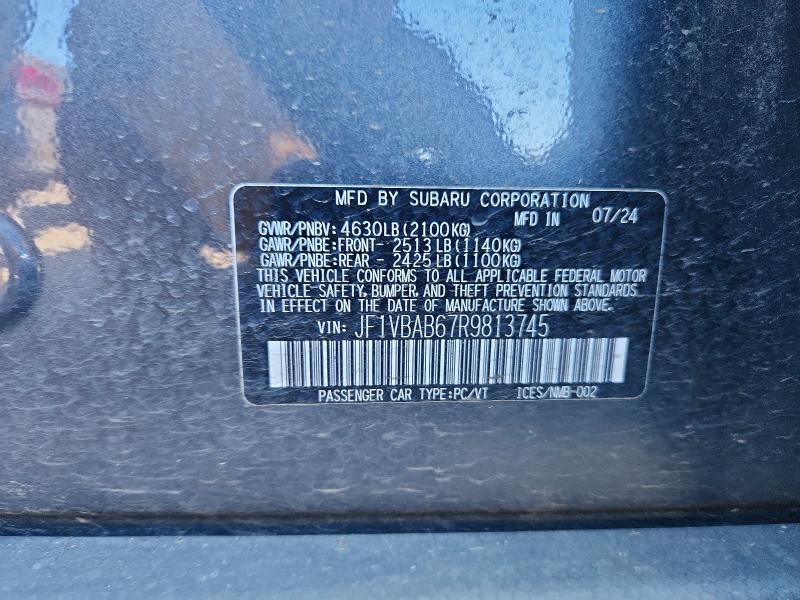 Aukcja sprzedaży 2024 Subaru Wrx, vin: JF1VBAB67R9813745, numer aukcji: 47780646
