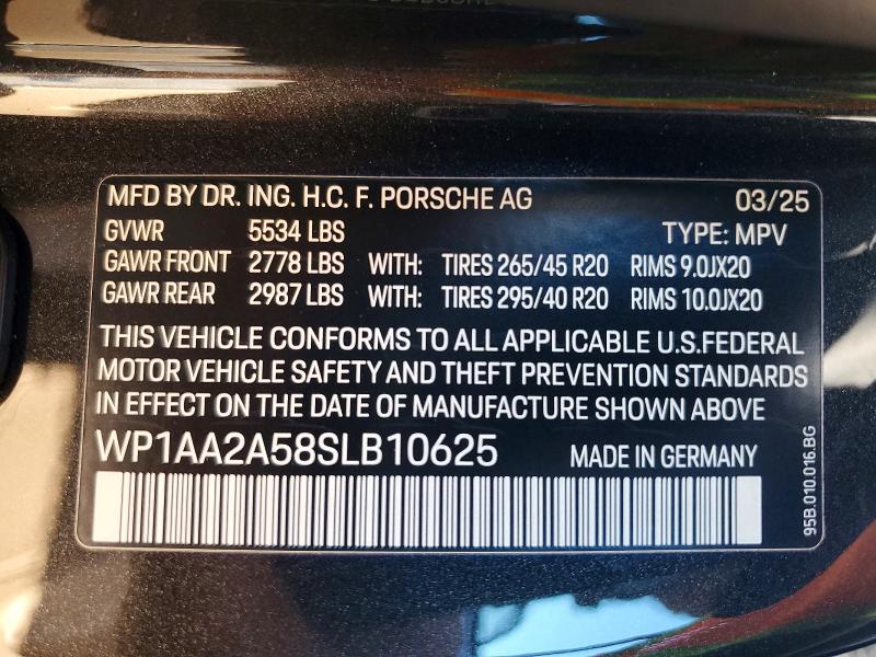 79793245 :رقم المزاد ، WP1AA2A58SLB10625 vin ، 2025 Porsche Macan مزاد بيع