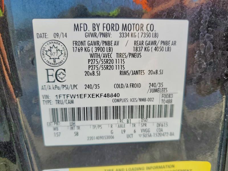 Aukcja sprzedaży 2014 Ford F150, vin: 1FTFW1EFXEKF48840, numer aukcji: 78789135