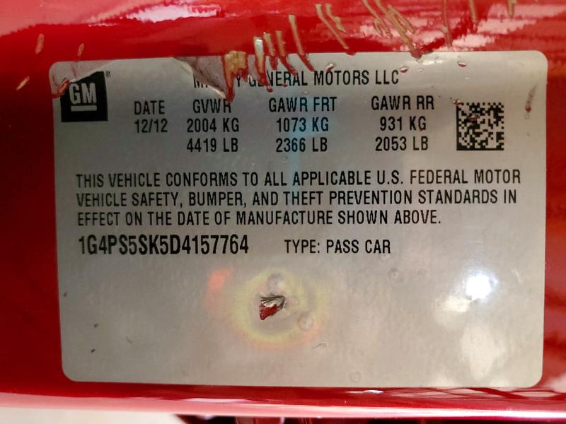 2013 Buick Verano მანქანა იყიდება აუქციონზე, vin: 1G4PS5SK5D4157764, აუქციონის ნომერი: 48206246