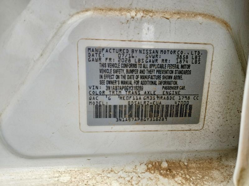 41801626 :رقم المزاد ، 3N1AB7AP8GY318289 vin ، 2016 Nissan Sentra مزاد بيع