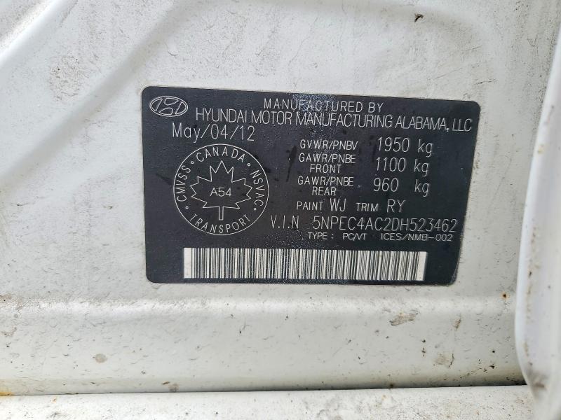 Продаж на аукціоні авто 2013 Hyundai Sonata, vin: 5NPEC4AC2DH523462, номер лоту: 47709226