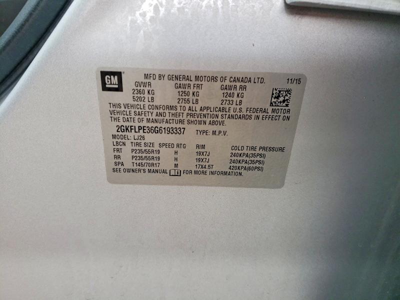 2016 Gmc Terrain მანქანა იყიდება აუქციონზე, vin: 2GKFLPE36G6193337, აუქციონის ნომერი: 41787526