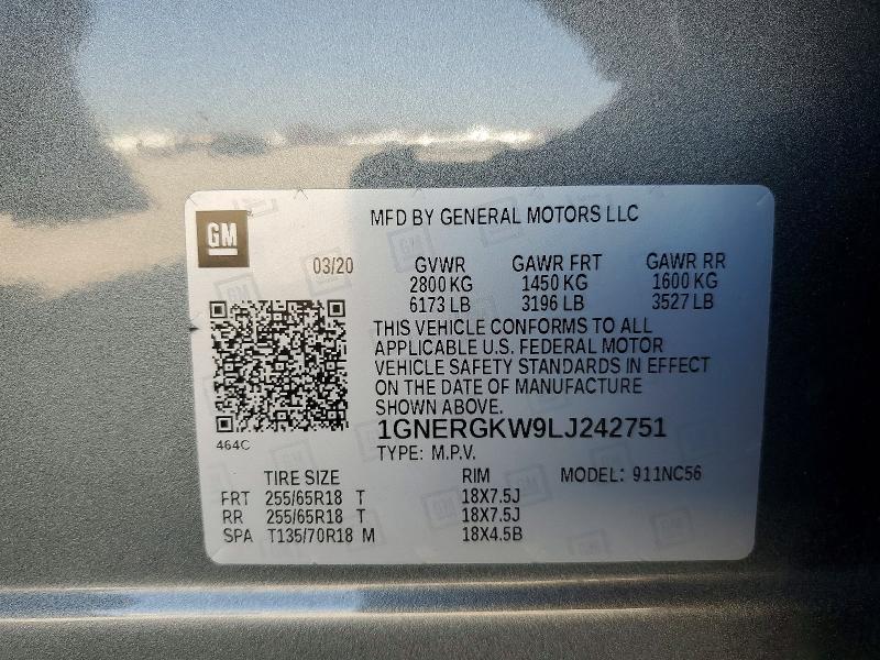 Продажа на аукционе авто 2020 Chevrolet Traverse, vin: 1GNERGKW9LJ242751, номер лота: 46171426