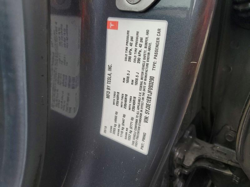 2018 Tesla Model 3 მანქანა იყიდება აუქციონზე, vin: 5YJ3E1EB1JF093290, აუქციონის ნომერი: 48135286