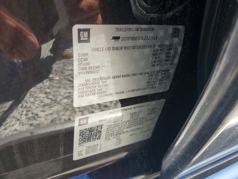 41874026 :رقم المزاد ، 1GTP8BED7LZ122613 vin ، 2020 Gmc Sierra مزاد بيع