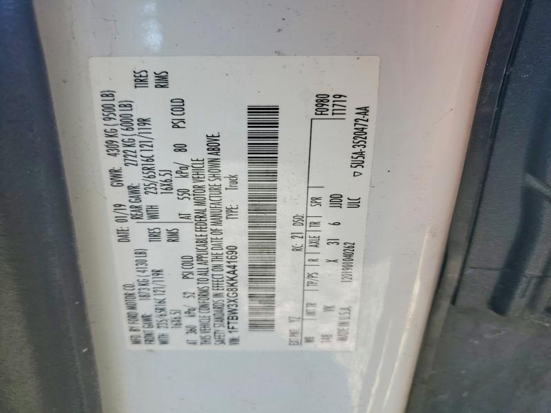 2019 Ford Transit მანქანა იყიდება აუქციონზე, vin: 1FTBW3XG8KKA41690, აუქციონის ნომერი: 46117626