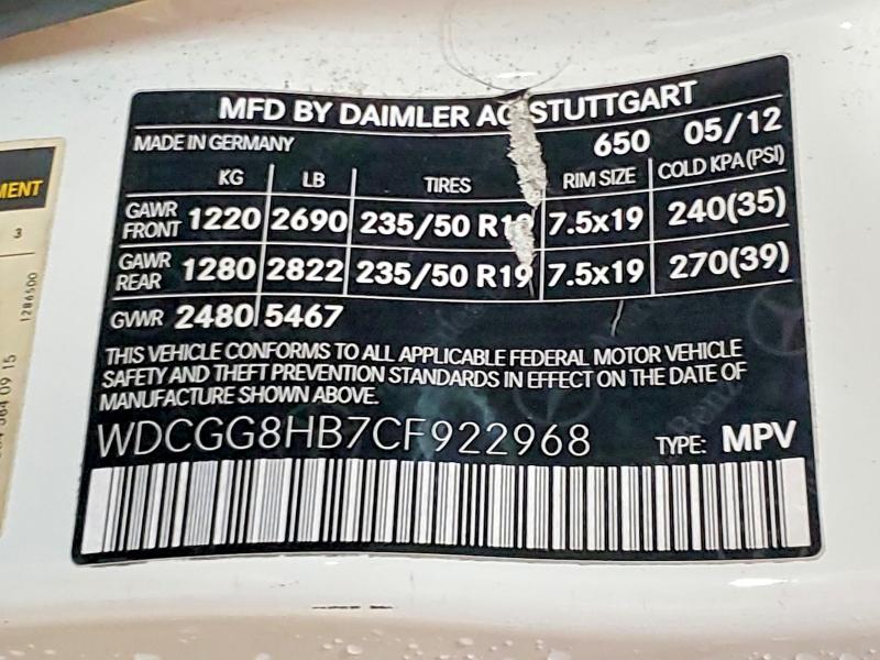2012 Mercedes-benz Glk მანქანა იყიდება აუქციონზე, vin: WDCGG8HB7CF922968, აუქციონის ნომერი: 79646875