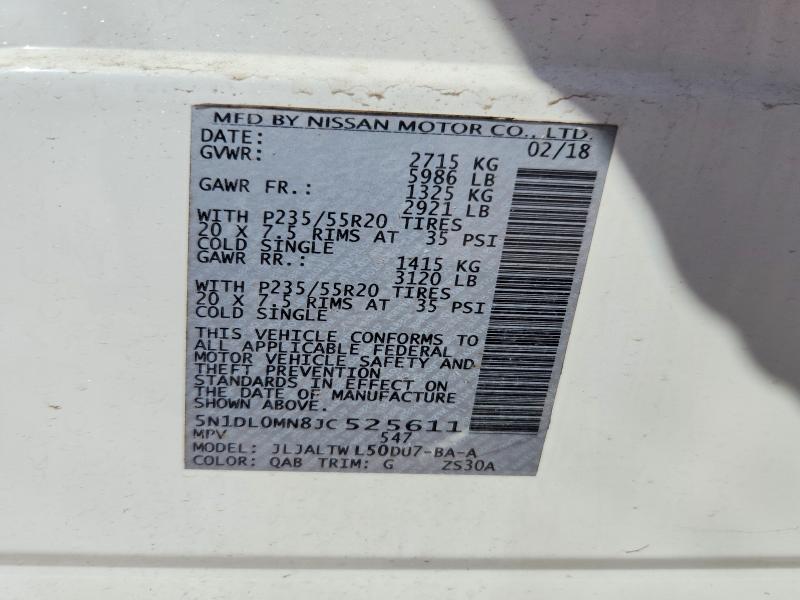 Aukcja sprzedaży 2018 Infiniti Qx60, vin: 5N1DL0MN8JC525611, numer aukcji: 47418986