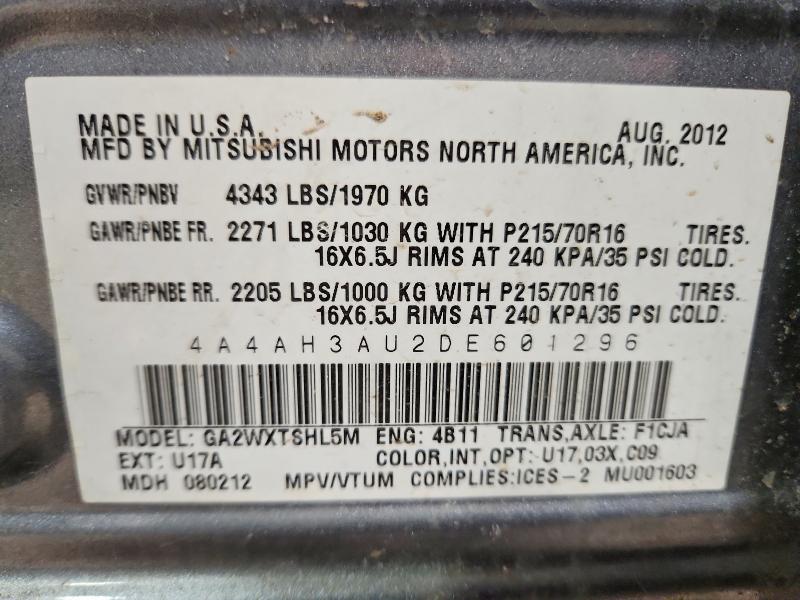 46935296 :رقم المزاد ، 4A4AH3AU2DE601296 vin ، 2013 Mitsubishi Rvr مزاد بيع