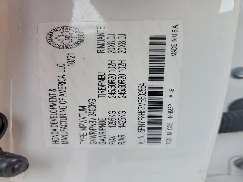 Aukcja sprzedaży 2021 Honda Passport, vin: 5FNYF8H53MB502864, numer aukcji: 45758646