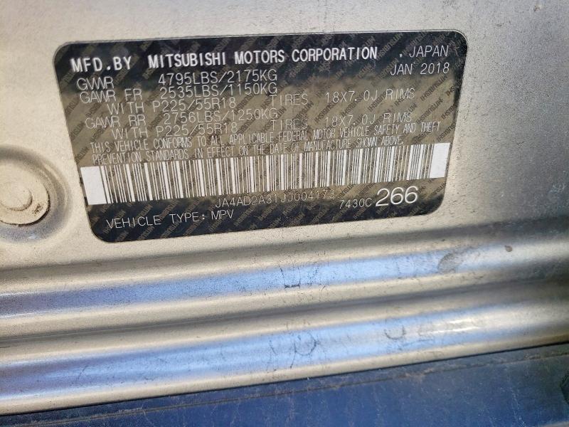 Продаж на аукціоні авто 2018 Mitsubishi Outlander, vin: JA4AD2A31JJ004173, номер лоту: 41735226