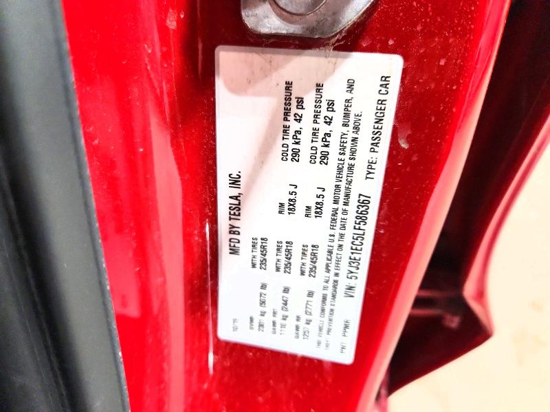 Aukcja sprzedaży 2020 Tesla 3, vin: 5YJ3E1EC5LF586367, numer aukcji: 79905475
