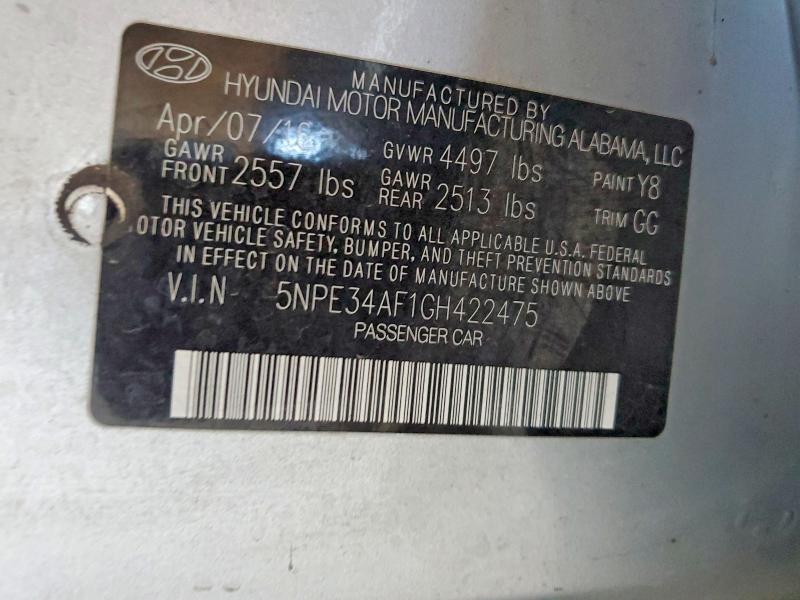 Aukcja sprzedaży 2016 Hyundai Sonata, vin: 5NPE34AF1GH422475, numer aukcji: 45547496