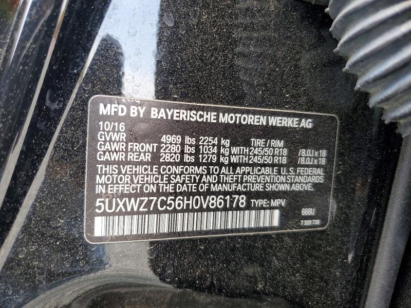 48336206 :رقم المزاد ، 5UXWZ7C56H0V86178 vin ، 2017 Bmw X3 مزاد بيع