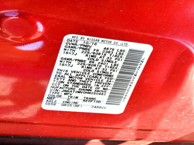 Продаж на аукціоні авто 2017 Nissan Rogue, vin: JN8AT2MV0HW250462, номер лоту: 46161416